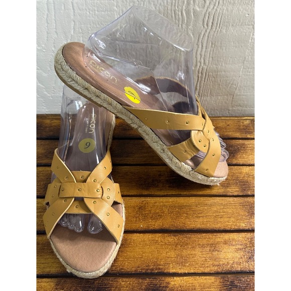 Picon Espadrille Sandals Women's 9 Slides Handmade in Spain Tan Leather - Picture 1 of 10